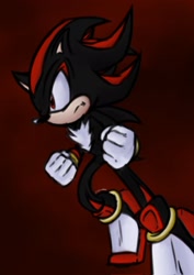Size: 1448x2048 | Tagged: safe, artist:drawthhhhhh, shadow the hedgehog, sonic x shadow generations, clenched fists, frown, looking ahead, looking offscreen, solo