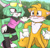 Size: 1280x1236 | Tagged: safe, artist:jaaptinen, miles "tails" prower, sonar the fennec, fox, blushing, duo, fennec
