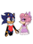 Size: 2048x2731 | Tagged: safe, artist:averiesmiles, oc, oc:camellia the cat, oc:stellar the hedgehog, cat, hedgehog, camilla x stellar, duo, fankid, flat colors, holding hands, lesbian, magical lesbian spawn, oc x oc, parent:amy, parent:blaze, parent:shadow, parent:sonic, parents:blazamy, parents:sonadow, shipping, simple background, smile, standing, white background