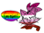 Size: 1077x805 | Tagged: dead source, safe, artist:survivalstep, blaze the cat, :3, english text, eyes closed, fangs, gay pride, gay rights, lesbian, lesbian pride, mouth open, pride, pride flag, signature, simple background, solo, speech bubble, white background