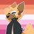 Size: 1000x1000 | Tagged: dead source, safe, artist:willowflower161, whisper the wolf, eye clipping through hair, eyebrow clipping through hair, eyes closed, flag, icon, outline, pride, pride flag, pride flag background, signature, smile, solo, standing