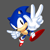 Size: 640x640 | Tagged: safe, artist:bah_a, sonic the hedgehog, 2022, classic sonic, grey background, looking at viewer, mid-air, pointing, posing, simple background, smile, solo, sonic the hedgehog 3, v sign