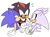 Size: 1021x750 | Tagged: safe, artist:cherucat, artist:gaysilver, shadow the hedgehog, silver the hedgehog, sonic the hedgehog, arm around shoulders, blushing, cute, eyes closed, flat colors, gay, polyamory, shadow x silver, shadow x sonic, shipping, silver x sonic, simple background, smile, sonadilver, trio, white background