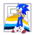 Size: 2048x2048 | Tagged: safe, artist:mageofcolors, sonic the hedgehog, aro ace pride, aromantic, asexual, bandana, flag, genderqueer, genderqueer pride, holding something, looking at viewer, pride, pride flag, semi-transparent background, smile, solo, standing, top surgery scars, transgender, transmasculine
