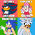 Size: 2000x2000 | Tagged: safe, artist:trashcreatyre, amy rose, shadow the hedgehog, silver the hedgehog, sonic the hedgehog, agender, dark skin, double v sign, frown, genderfluid, group, meme, nonbinary, pronouns, smile, tan skin, top surgery scars, trans female, trans male, transgender