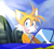 Size: 2000x1800 | Tagged: safe, artist:blushylittlelucy, miles "tails" prower, sonic x, 2019, abstract background, clouds, crepuscular rays, daytime, looking at viewer, mouth open, open smile, outdoors, redraw, smile, smiling at viewer, solo, sun, tornado ii