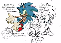 Size: 2048x1450 | Tagged: safe, artist:ghb_111, sonic the hedgehog, 2024, english text, looking at viewer, simple background, smile, solo, sparkles, top surgery scars, trans male, transgender, white background