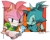 Size: 3206x2589 | Tagged: safe, artist:legochet, amy rose, blaze the cat, cat, hedgehog, 2024, amy x blaze, amy's classic dress, arms folded, classic amy, female, females only, lesbian, looking at viewer, shipping, sonic ice cream