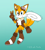 Size: 1966x2173 | Tagged: safe, artist:infizero-draws, miles "tails" prower, fox, aged up, aviator jacket, boots, english text, fingerless gloves, flying, goggles, goggles on head, gradient background, jacket, looking at viewer, male, nonbinary, older, smile, solo, spinning tails, teenager, v sign