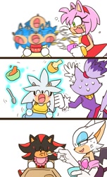 Size: 845x1391 | Tagged: safe, artist:yotsumeddd, amy rose, blaze the cat, rouge the bat, shadow the hedgehog, silver the hedgehog, sonic the hedgehog, baby, group