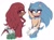 Size: 1265x948 | Tagged: safe, artist:oatmeals_, knuckles the echidna, sonic the hedgehog, 2024, beanbrows, bisexual, bisexual pride, cute, duo, face paint, flower bouquet, frown, gay, hands behind back, heart, heart chest, holding something, knucklebetes, knuxonic, lidded eyes, looking at them, looking away, pride, question mark, shipping, simple background, smile, sonabetes, standing, sweatdrop, top surgery scars, trans male, trans pride, transgender, white background