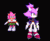 Size: 676x560 | Tagged: safe, artist:wibblus, amy rose, blaze the cat, cat, hedgehog, alternate outfit, amy x blaze, amybetes, animated, blazebetes, blushing, cute, duo, gif, holding hands, lesbian, looking at each other, low poly, shipping, smile, standing