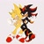 Size: 1194x1200 | Tagged: safe, artist:suautib, shadow the hedgehog, sonic the hedgehog, 2024, angry, arm around shoulders, claws, clenched fist, clenched teeth, duo, fleetway, fleetway super sonic, grey background, hand on another's hip, holding each other, looking at viewer, looking offscreen, outline, redraw, simple background, standing, super form