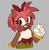 Size: 1155x1172 | Tagged: safe, artist:frostiios, amy rose, alternate eye color, alternate universe, brown eyes, clenched fist, dark skin, grey background, looking at viewer, mouth open, one fang, simple background, smile, solo
