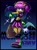 Size: 1502x2048 | Tagged: safe, artist:unhinged_honey, mina mongoose, 2024, border, character name, gradient background, hand on hip, looking offscreen, skirt, smile, solo, sparkles