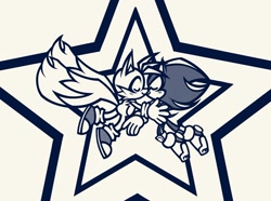 Size: 2048x1521 | Tagged: safe, artist:pinklapony_, miles "tails" prower, shadow the hedgehog, 2024, blushing, cute, duo, eyes closed, gay, hands on another's shoulders, line art, shadow x tails, shadowbetes, shipping, smile, star (symbol), tailabetes