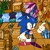 Size: 2048x2048 | Tagged: safe, artist:sonic3_da, sonic the hedgehog, labyrinth zone, sonic the hedgehog (1991), 2024, abstract background, crystal, cute, looking at viewer, pointing, signature, smile, smiling at viewer, solo, sonabetes, standing, vine, waterfall, wink, winking at viewer