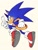 Size: 768x1024 | Tagged: safe, artist:rocketdo_g, sonic the hedgehog, holding something, looking at viewer, mid-air, ring, signature, simple background, smile, solo, treads, white background