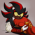 Size: 1500x1503 | Tagged: safe, artist:renegadeknucks, knuckles the echidna, shadow the hedgehog, cute, dark skin, duo, ear fluff, ear piercing, earring, eyes closed, gay, grey background, holding each other, holding them, knuxadow, looking at them, lying on front, one fang, shipping, simple background, sitting, smile, yellow sclera