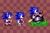Size: 1200x800 | Tagged: safe, artist:maniamadnez, sonic the hedgehog, sonic spinball, 2024, acid, checkered background, modern sonic, paddle, redraw, remake, sprite, toxic caves