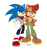 Size: 1553x1649 | Tagged: safe, artist:melodyclerenes, sally acorn, sonic the hedgehog, alternate outfit, hand on shoulder