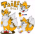 Size: 1280x1243 | Tagged: safe, artist:twenfoxy, miles "tails" prower, character name, japanese text