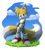 Size: 1125x1257 | Tagged: safe, artist:v0ytsekh, miles "tails" prower, 2024, clouds, daytime, grass, hands together, lineless, looking at viewer, outdoors, signature, smile, smiling at viewer, solo, standing
