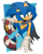 Size: 1720x2160 | Tagged: safe, artist:joopitor, sonic the hedgehog, 2023, alternate universe, asexual, au:renegade, bandage, gay, looking at viewer, ring (jewelry), scarf, smile, solo, top surgery scars, trans male, transgender