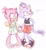 Size: 1189x1280 | Tagged: dead source, safe, artist:nottsukkomia, amy rose, blaze the cat, ..., 2024, alternate outfit, amy x blaze, blushing, clothes, duo, frown, holding hands, lesbian, looking away, mouth open, shipping, simple background, smile, standing, white background