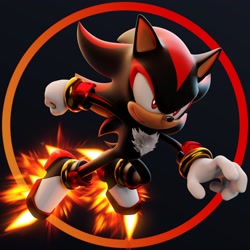 Size: 2048x2048 | Tagged: safe, artist:ladylunanova, shadow the hedgehog, 2024, 3d, looking ahead, smile, solo