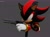 Size: 2048x1514 | Tagged: dead source, safe, artist:ladylunanova, shadow the hedgehog, 2024, 3d, frown, grey background, gun, holding something, looking ahead, simple background, skating, solo