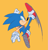 Size: 631x654 | Tagged: safe, artist:dreddstarin, sonic the hedgehog, 2024, flat colors, kicking, looking at viewer, looking back, looking back at viewer, mid-air, simple background, smile, solo, treads, yellow background