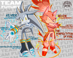 Size: 1350x1080 | Tagged: safe, artist:puro134, blaze the cat, silver the hedgehog, alternate universe, electricity, fire