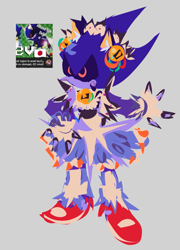 Size: 1059x1470 | Tagged: safe, artist:metalsonicplush, metal sonic, 2024, crossdressing, dress, grey background, robot, simple background, solo, standing