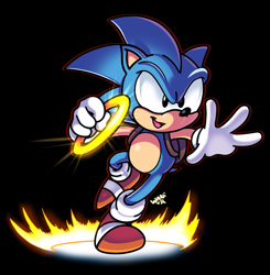 Size: 1041x1064 | Tagged: safe, artist:waniramirez, sonic the hedgehog, holding something, power ring, solo, sonic satam