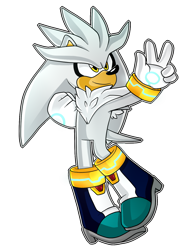 Size: 1067x1413 | Tagged: safe, artist:pinkiteru, silver the hedgehog, 2015, clenched fist, looking offscreen, looking up, outline, simple background, smile, solo, transparent background, v sign