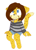 Size: 1280x1788 | Tagged: safe, artist:alomaire, oc, oc:alomair, cheetah, barefoot, claws, clothes, eye clipping through hair, female, floppy ears, looking up, oc only, paws, simple background, sitting, smile, solo, white background