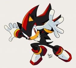 Size: 2000x1806 | Tagged: safe, artist:thomas rothlisberg, shadow the hedgehog, looking at viewer, reaching towards the viewer, running, white background