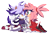 Size: 678x465 | Tagged: dead source, safe, artist:superemeralds, amy rose, blaze the cat, amy x blaze, amybetes, blazebetes, blushing, cute, duo, finger under chin, hair down, hair up, hairstyle swap, kneeling, lesbian, looking at each other, shipping, signature, simple background, smile, transparent background