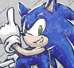 Size: 465x429 | Tagged: safe, artist:rush88, sonic the hedgehog, icon, looking at viewer, looking back, looking back at viewer, pointing, smile, solo