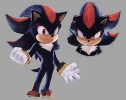Size: 1805x1429 | Tagged: safe, artist:galactic_neb, shadow the hedgehog, sonic the hedgehog 3 (film), 2024, frown, grey background, lineless, looking at viewer, simple background, solo