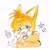 Size: 2048x2048 | Tagged: safe, artist:believe1nmyself, miles "tails" prower, human, 2024, backwards v sign, beanbrows, blushing, bust, cute, eyebrow clipping through hair, fox ears, hoodie, humanized, looking at viewer, mouth open, simple background, smile, solo, star (symbol), tailabetes, white background