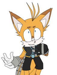 Size: 1536x2028 | Tagged: safe, artist:itz-pandora, miles "tails" prower, nine, sonic prime, alternate version, outline, simple background, solo, transparent background