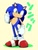 Size: 800x1066 | Tagged: safe, artist:shoppaaaa, sonic the hedgehog, 2024, clenched fist, cream background, japanese text, looking at viewer, simple background, smile, smiling at viewer, solo, standing, thumbs up