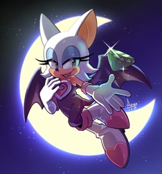 Size: 1397x1492 | Tagged: safe, artist:angiethecat, rouge the bat, chaos emerald, solo