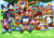 Size: 1768x1250 | Tagged: safe, artist:viraljp, amy rose, antoine d'coolette, barby koala, bunnie rabbot, dulcy the dragon, fiona fox, geoffrey st. john, hershey the cat, julie-su, knuckles the echidna, lupe the wolf, miles "tails" prower, mina mongoose, rotor walrus, sally acorn, sonic the hedgehog, bubble, cake, daytime, food, grass, group, hill, holding something, looking at something, looking at them, mouth open, open smile, outdoors, present, sitting, smile, smiling at them, standing, tree, younger