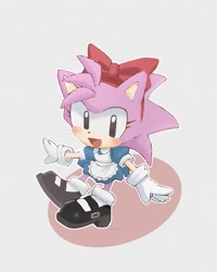 Size: 715x894 | Tagged: safe, artist:pita_b882, amy rose, sonic superstars, 2024, classic amy, grey background, simple background, smile, solo