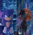 Size: 864x925 | Tagged: safe, artist:jocelynminions, shadow the hedgehog, sonic the hedgehog, hedgehog, sonic 3 (movie), sonic the hedgehog 3 (film), black fur, blue fur, electricity, gloves, male, red fur