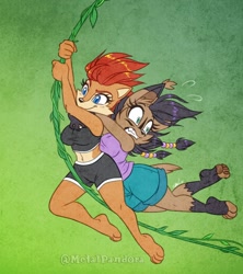 Size: 804x906 | Tagged: safe, artist:metalpandora, nicole the hololynx, sally acorn, vines