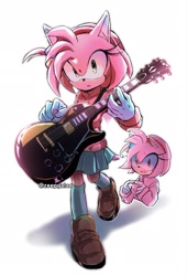 Size: 1681x2469 | Tagged: safe, artist:zeepgalae, amy rose, bocchi the rock!, guitar, hitori gotou (bocchi the rock!), solo